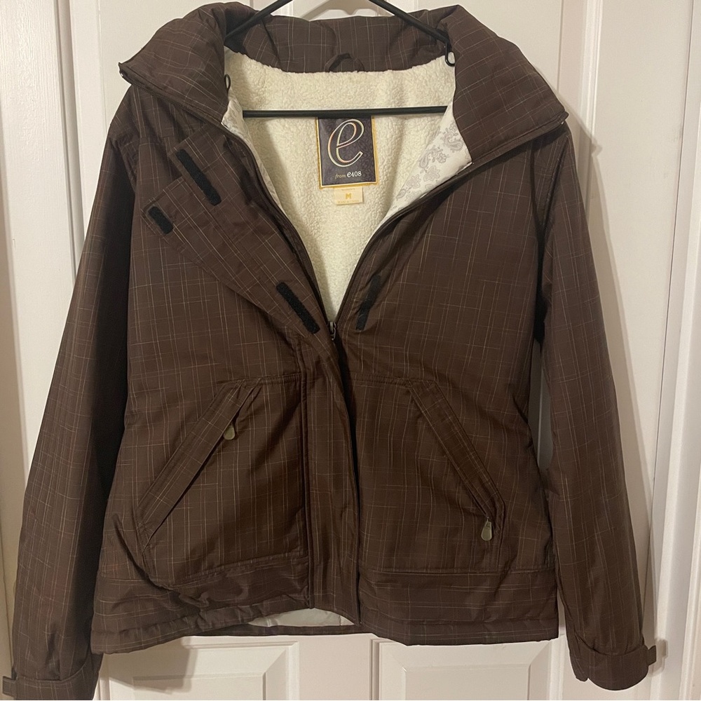 E408 Brown Plaid Ski/Snowboard Jacket